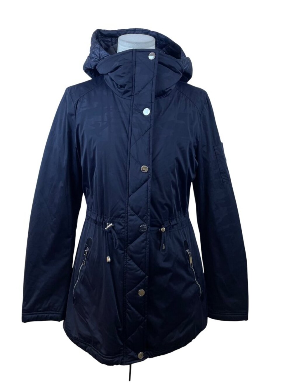 Guess Women's Black Nylon Hooded Quilted Parka Jacket Detachable Liner Size S